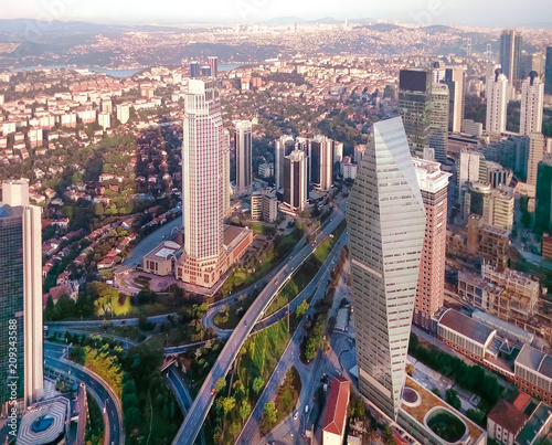 Istanbul City view from largest skyscraper Sapphire Tower, Turkey.