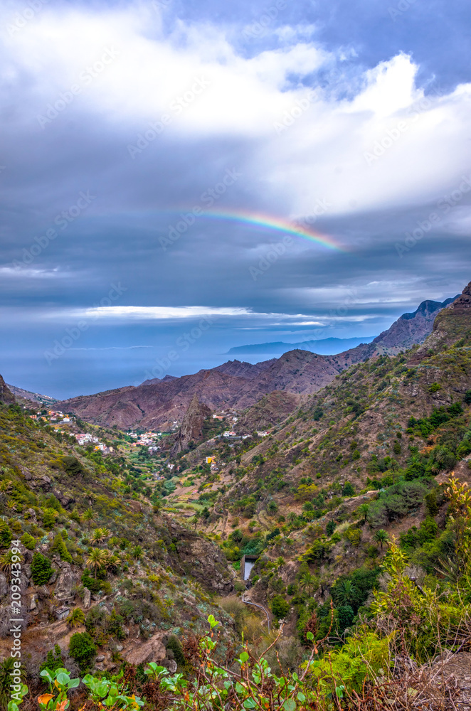 Rainbow over the mountains of La Gomera