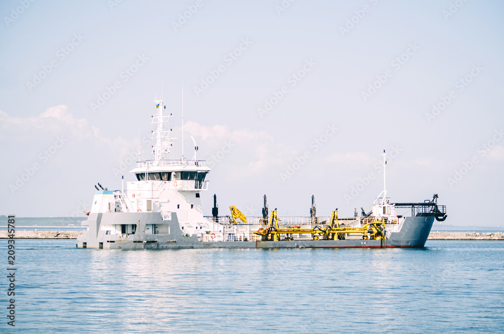 Special dredge ship sand in Odessa, Ukraine