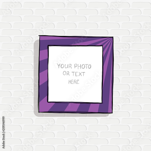 Cartoon style. Decorative vector template frame. This photo frame you can use for kids picture or or funny photos. Scrapbook design concept. Insert your picture.