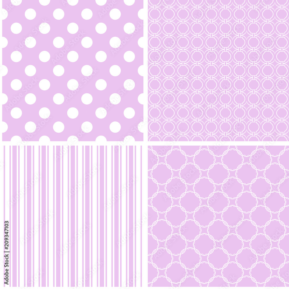 4 retro different vector seamless patterns.