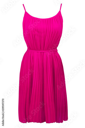 Pink pleated dress, isolated on white