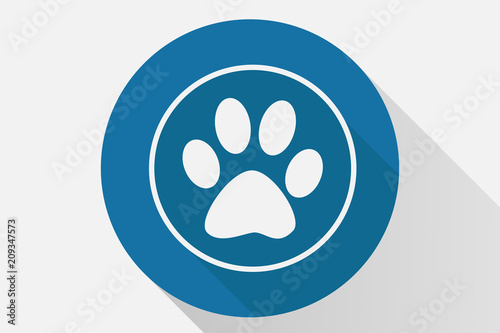 Icono azul de huella de animal.