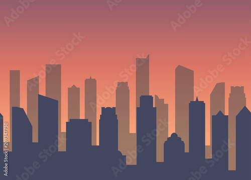 Vector Background with City for Business web site footer