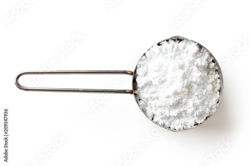Photography Powder sugar on white background, from above