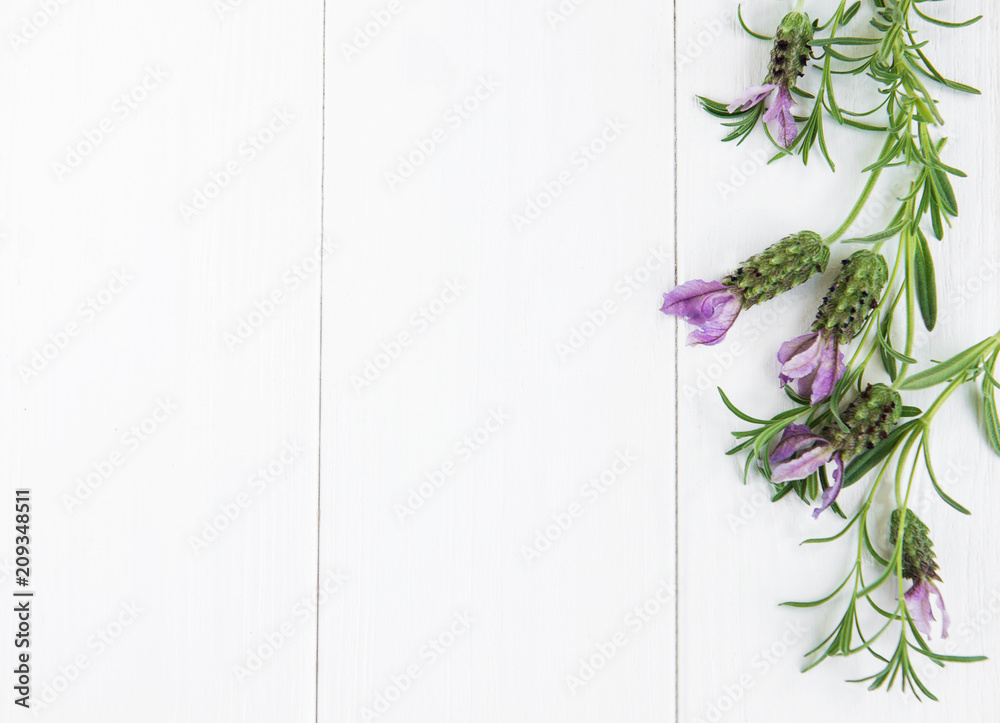 Naklejka premium Spanish lavender on a table