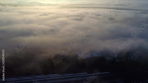 View of the Sunrise Over Fog Clouds in Brewster New York