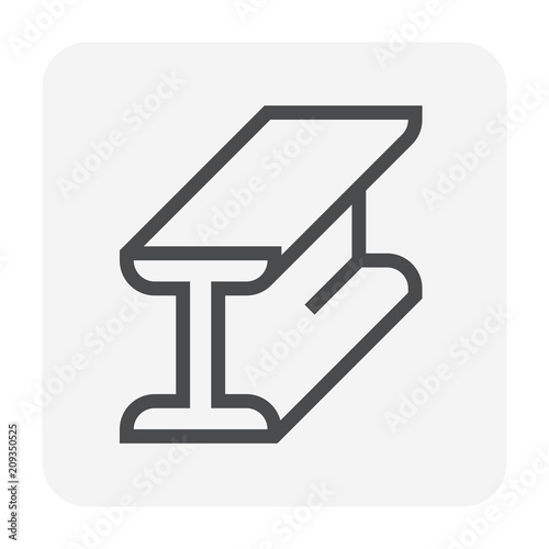 Steel product icon. I chanel profile shape. That alloy of iron from steel production industry and metallurgy used as beam, bar, frame, girder, structure in engineering, construction building material.