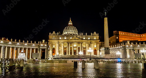 St Peter s Basilica in Vatican at night. Rome  Italy.