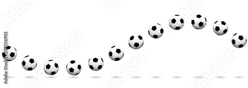 Soccer ball wave. Seamless extendable vector illustration on white background.