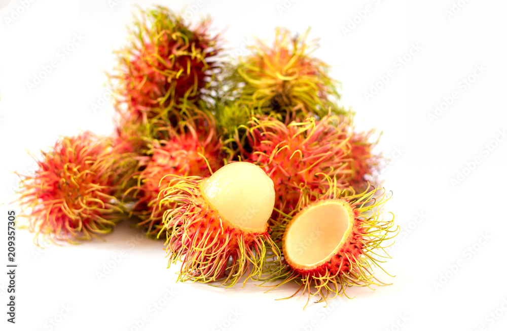Fresh rambutans on white background. Fresh rambutans on white background.