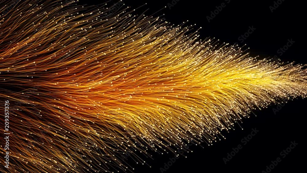 Abstract orange particles of optical fiber