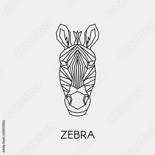 Abstract polygonal head of a Zebra. Geometric line African animal. Vector illustration.