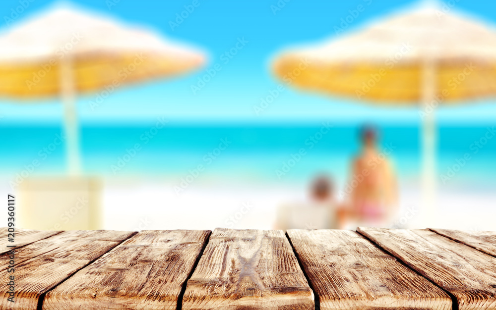 Fototapeta premium table background and beach landscape 