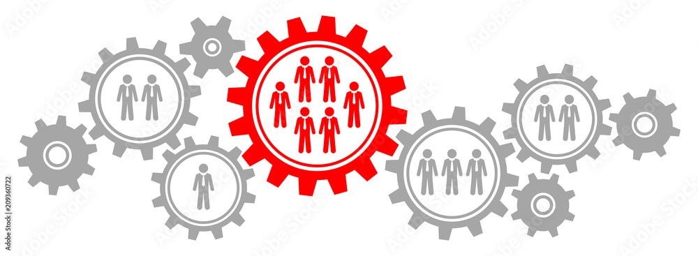 Business People Gears Border Graphics Grey/Red