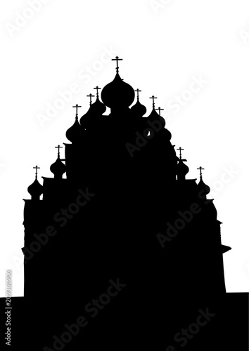 Ancient wooden Christian temple on a white background