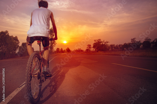 Physical exercise bike on a sunny day.