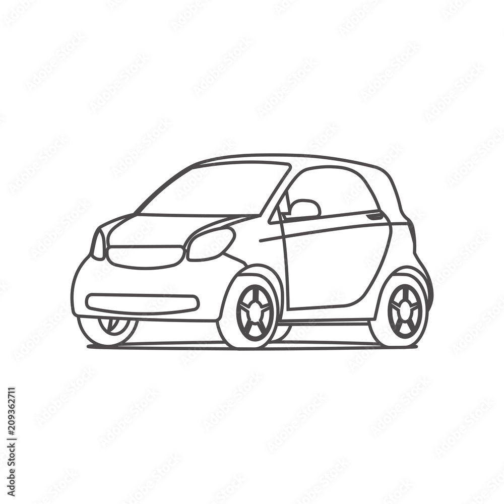 small hatchback compact car line icon