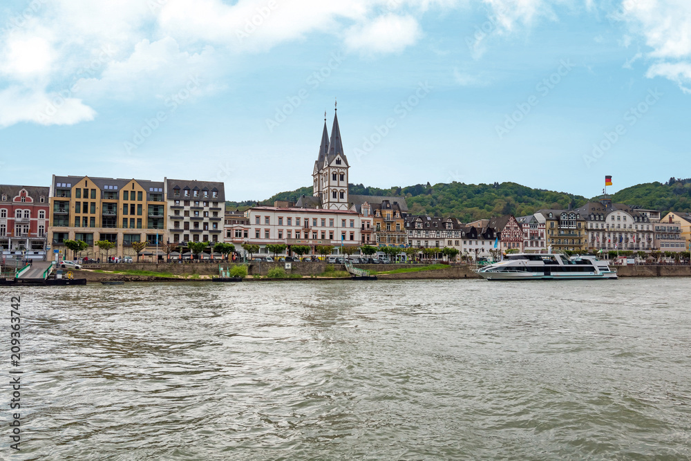 famous popular Wine Village of Boppard at Rhine River,middle Rhine Valley,Germany famous popular Wine Village of Boppard at Rhine River,middle Rhine Valley,Germany