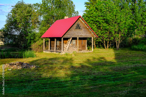 details of old wooden building in latvian countryside