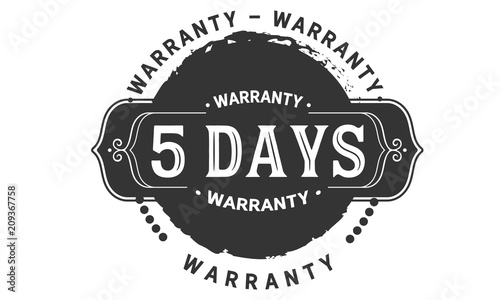 5 days warranty icon stamp