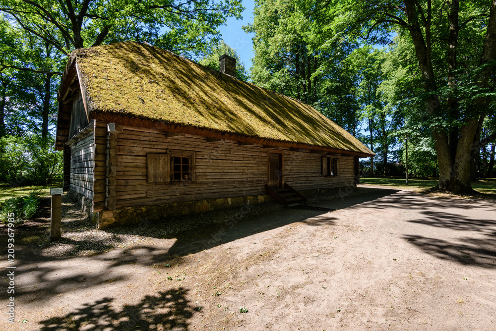 details of old wooden building in latvian countryside details of old wooden building in latvian countryside