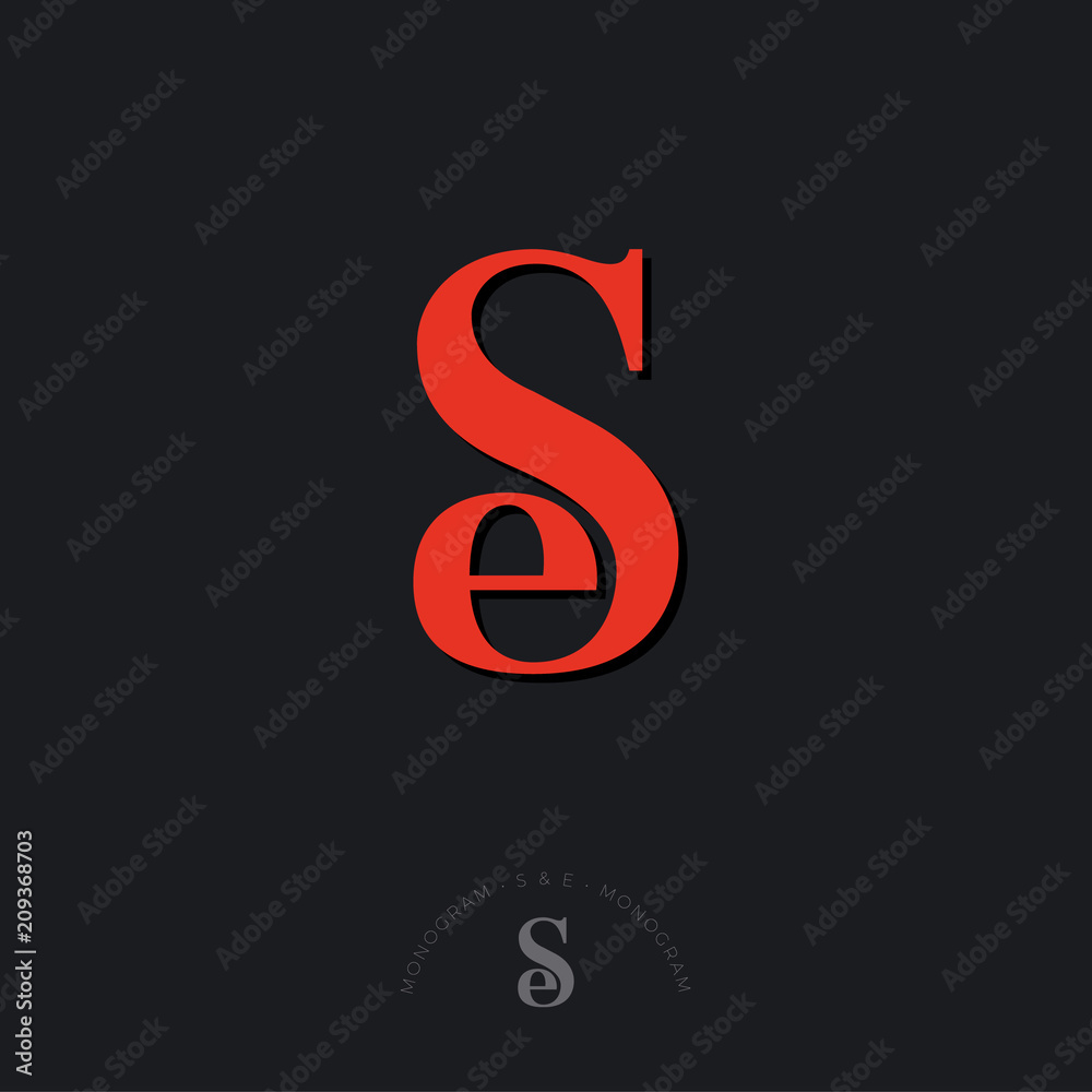 S and E combined letters, the initial of beautiful letters. Classic style. Monochrome option. S and E combined letters, the initial of beautiful letters. Classic style. Monochrome option.