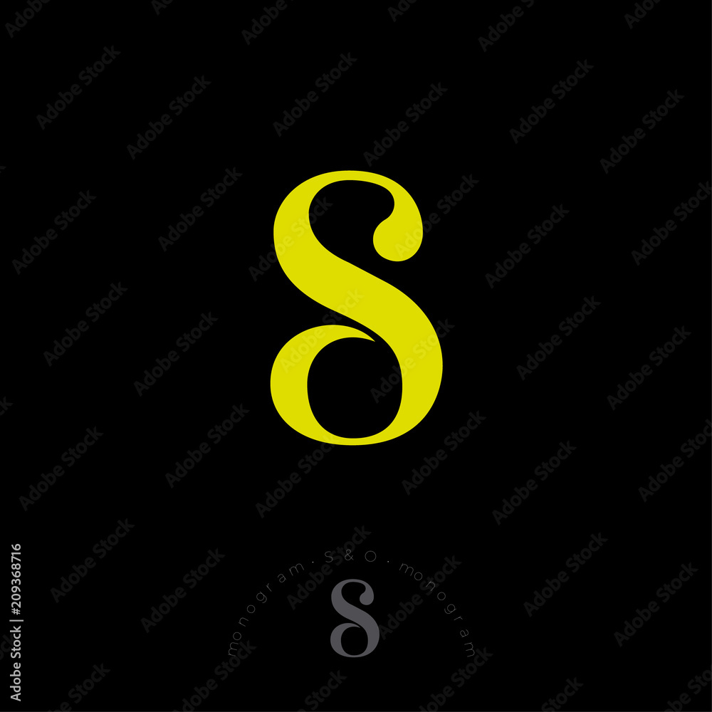 S and O combined letters, the initial of beautiful letters. Classic style. Monochrome option. S and O combined letters, the initial of beautiful letters. Classic style. Monochrome option.