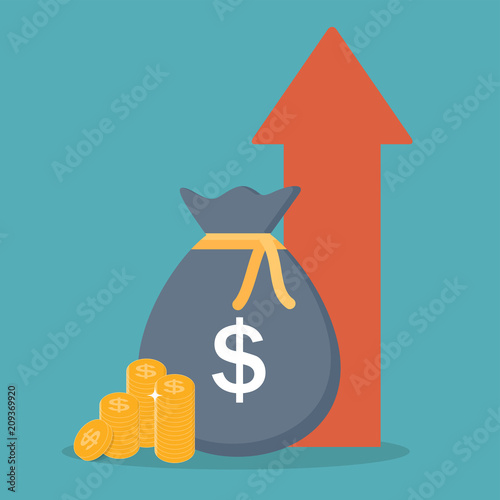 Income increase, financial strategy, Gold Coins  Icon Sign Business Finance Money Concept Vector Illustration