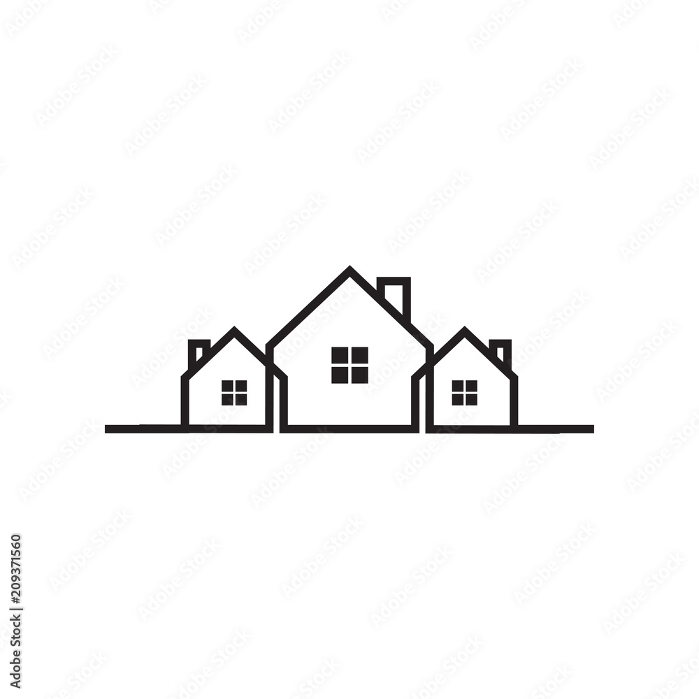 Mono line real estate house logo icon design template Mono line real estate house logo icon design template