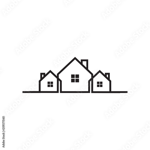 Mono line real estate house logo icon design template