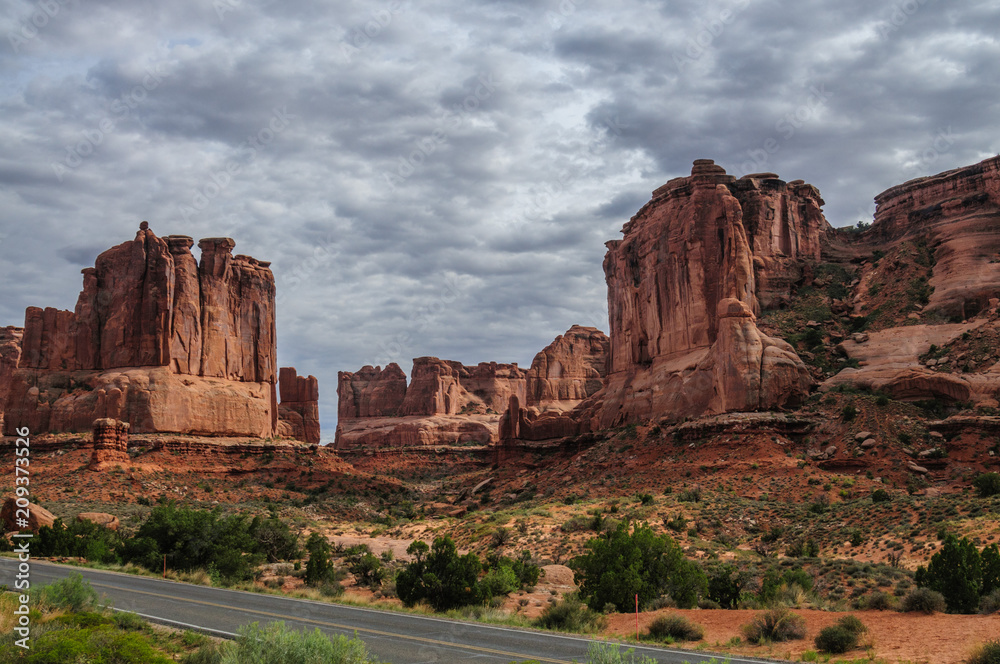 Delicate rock formations in Arches National Park, USA Delicate rock formations in Arches National Park, USA