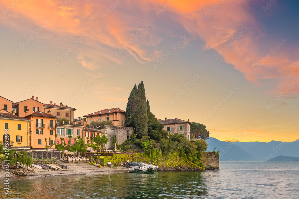 holidays in Italy - a view of the most  
beautiful lake in Italy, Varenna, Lago di Como. Evening time.