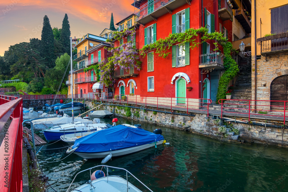 holidays in Italy - a view of the most  
beautiful lake in Italy, Varenna, Lago di Como. Evening time.