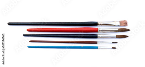 Set of paint brushes isolated on white background