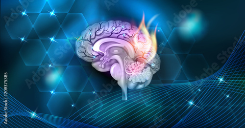 Brain problems abstract burning design