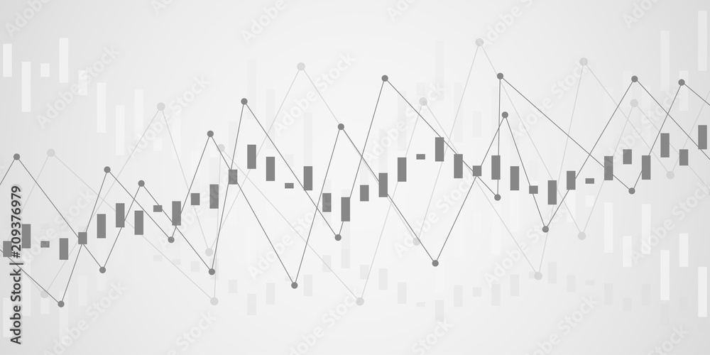 Business candle stick graph chart of stock market investment trading on gray background design. Vector illustration.