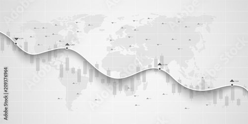 Business candle stick graph chart of stock market investment trading on gray background design. Vector illustration.