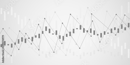 Business candle stick graph chart of stock market investment trading on gray background design. Vector illustration.