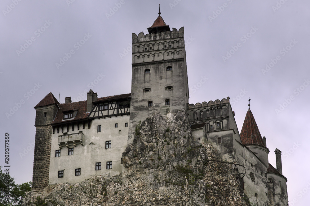 Bran castle on a rainy day