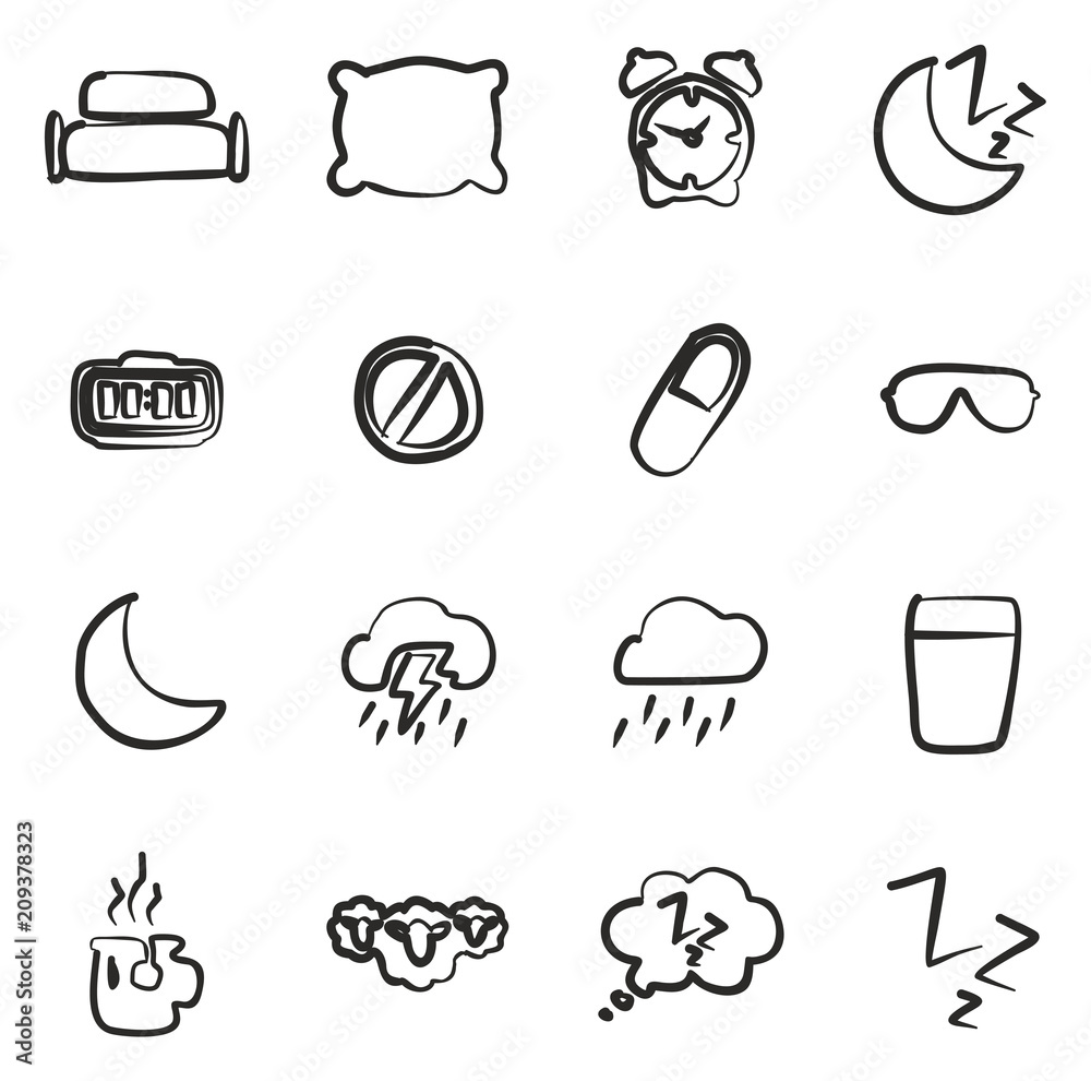 Sleep Or Sleeping Icons Freehand Sleep Or Sleeping Icons Freehand
