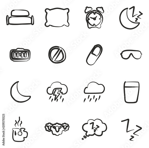 Sleep Or Sleeping Icons Freehand