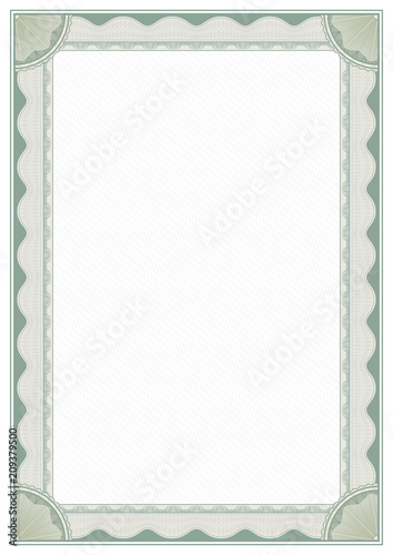 Decorative rectangular framework with guilloches, rosettes and tangier grid. Template for diploma, certificate. A4, A3  page proportions.