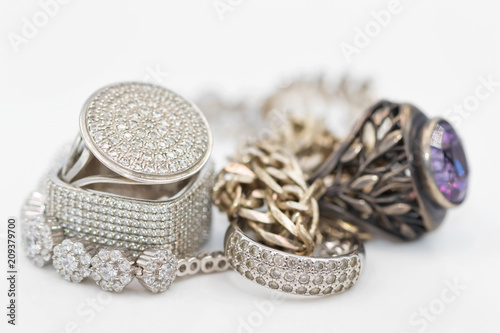 variety of silver jewelry