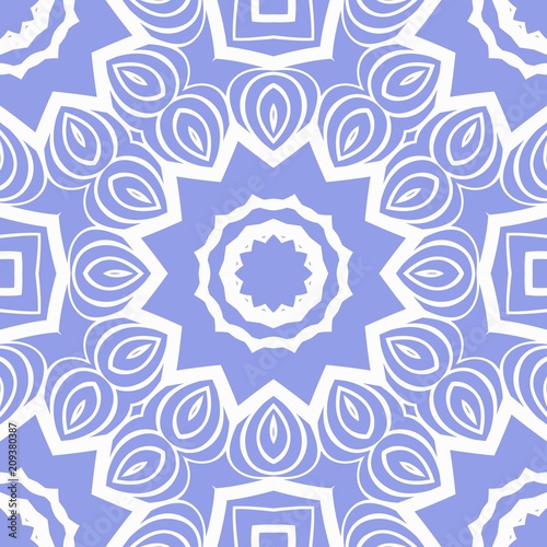Decorative Square Template for Fabric Print. Azhure floral seamless pattern. Vector illustration. For fabric, bandana, carpet, shawl design.