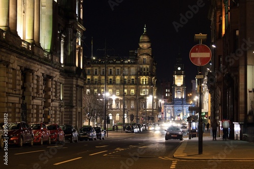 Fototapeta Naklejka Na Ścianę i Meble -  George Street, Glasgow, by night, looking west.
