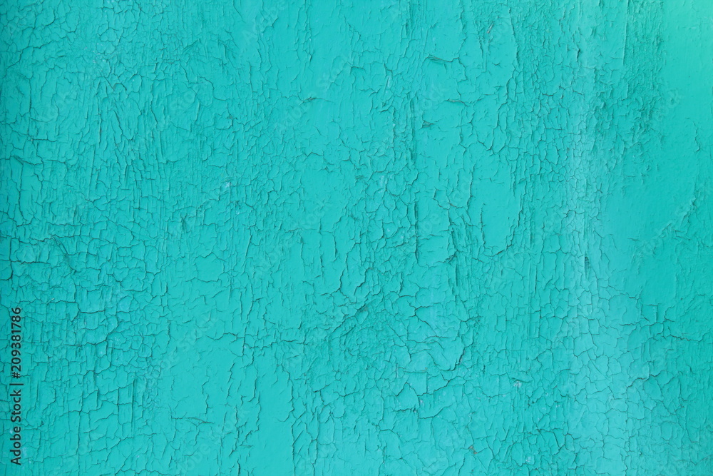 Old sheet of plywood blue with peeled paint. Background. Texture. Close-up.