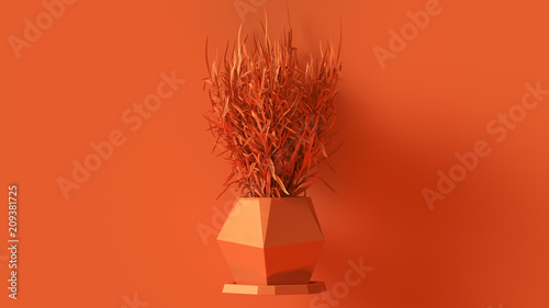 Orange Rosemary Plant with Orange Plant Pot 3d illustration