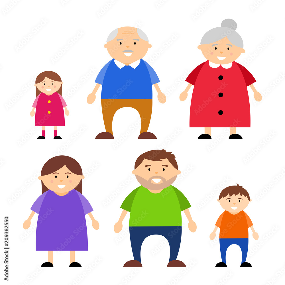 Family vector illustration isolated on a white background, characters. Family vector illustration isolated on a white background, characters.