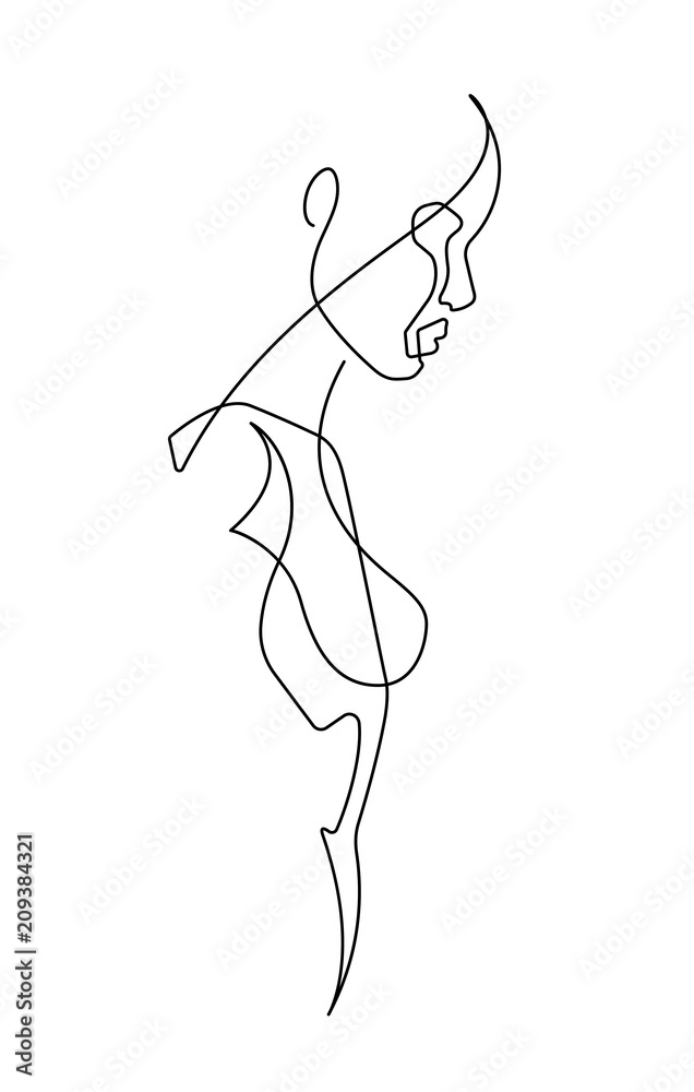 Female Figure Continuous Vector Line Art 3